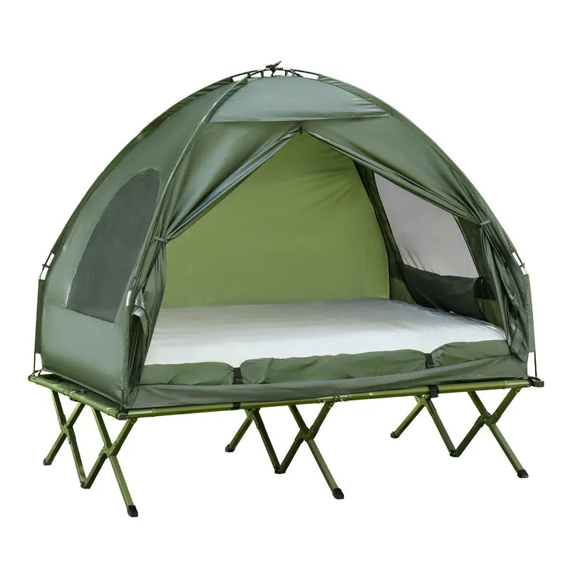 4-in-1 Foldable Camping Cot with Tent, Air Mattress & Bedspread