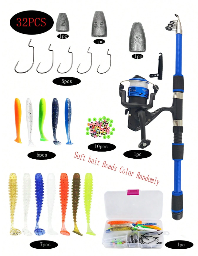 1.8M Telescopic Fishing Rod & Reel Combo Set