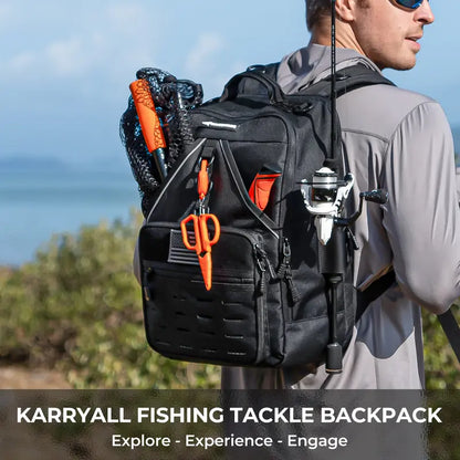 40L Fishing Tackle Backpack with 4 Tackle Boxes & Rod Holders