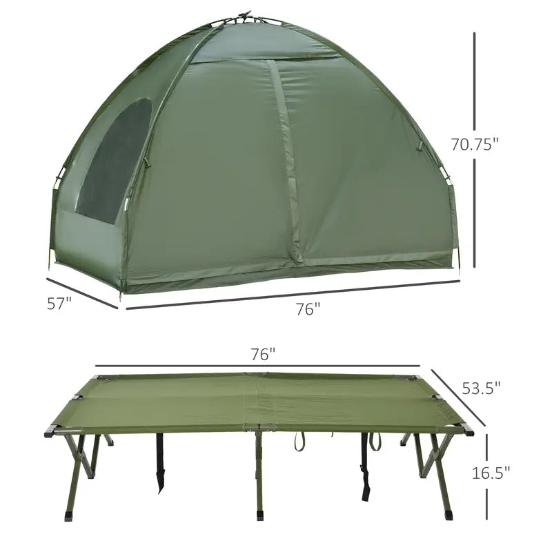 4-in-1 Foldable Camping Cot with Tent, Air Mattress & Bedspread