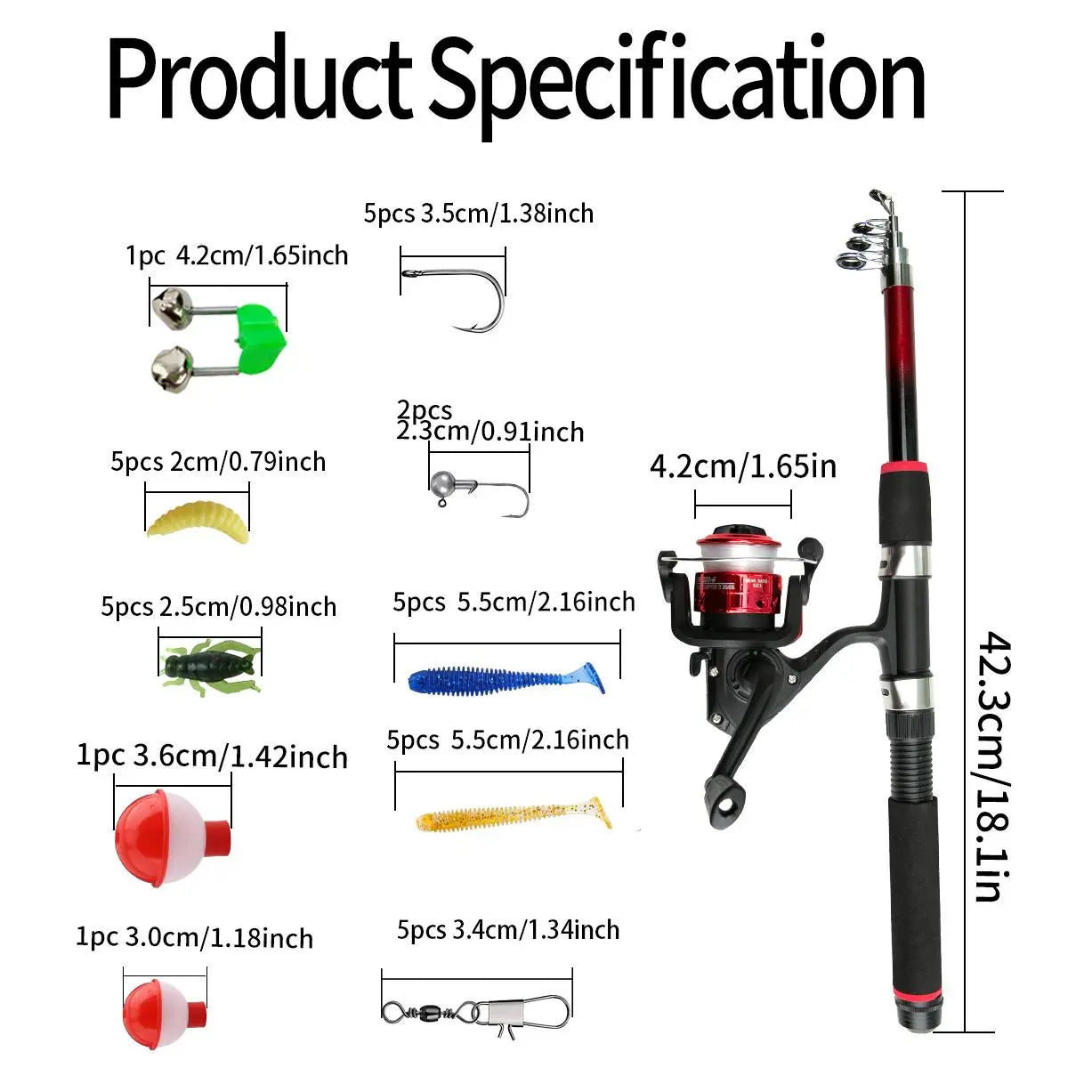 1.8M Telescopic Fishing Rod & Reel Combo Set