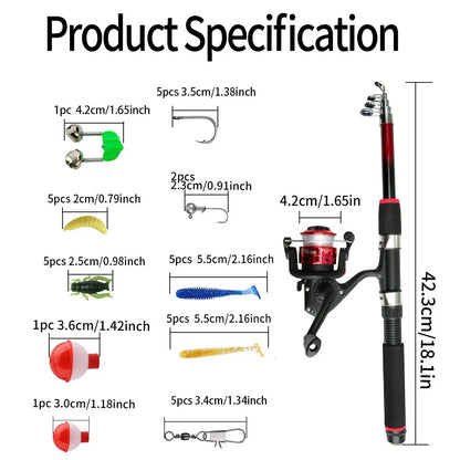 1.8M Telescopic Fishing Rod & Reel Combo Set