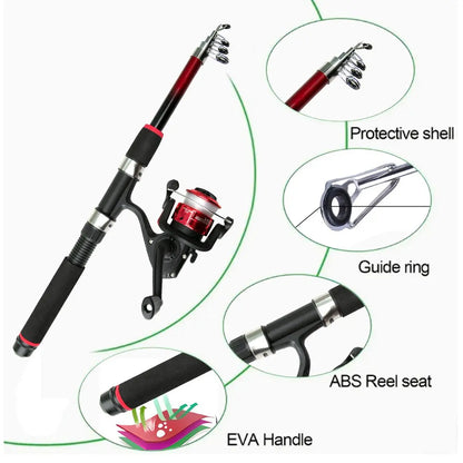 1.8M Telescopic Fishing Rod & Reel Combo Set