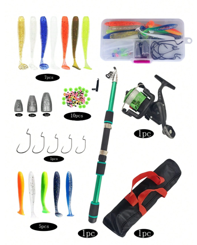 1.8M Telescopic Fishing Rod & Reel Combo Set