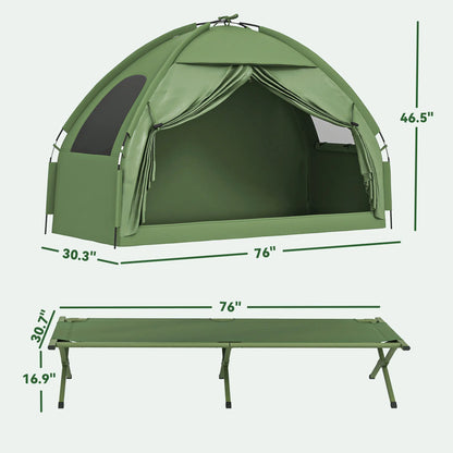 4-in-1 Foldable Camping Cot with Tent, Air Mattress & Bedspread