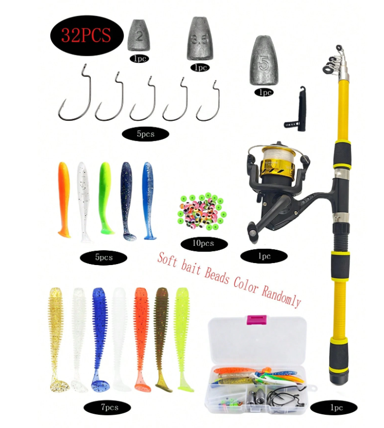 1.8M Telescopic Fishing Rod & Reel Combo Set