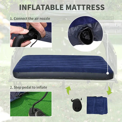 4-in-1 Foldable Camping Cot with Tent, Air Mattress & Bedspread