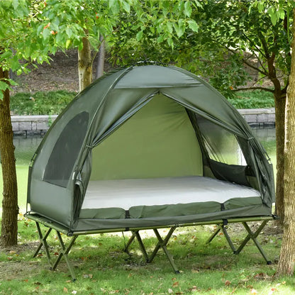 4-in-1 Foldable Camping Cot with Tent, Air Mattress & Bedspread